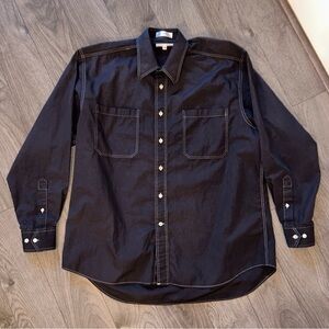 Christian Dior Black Stonewashed Double Pocket Button Up Contrast Stitch Size 16